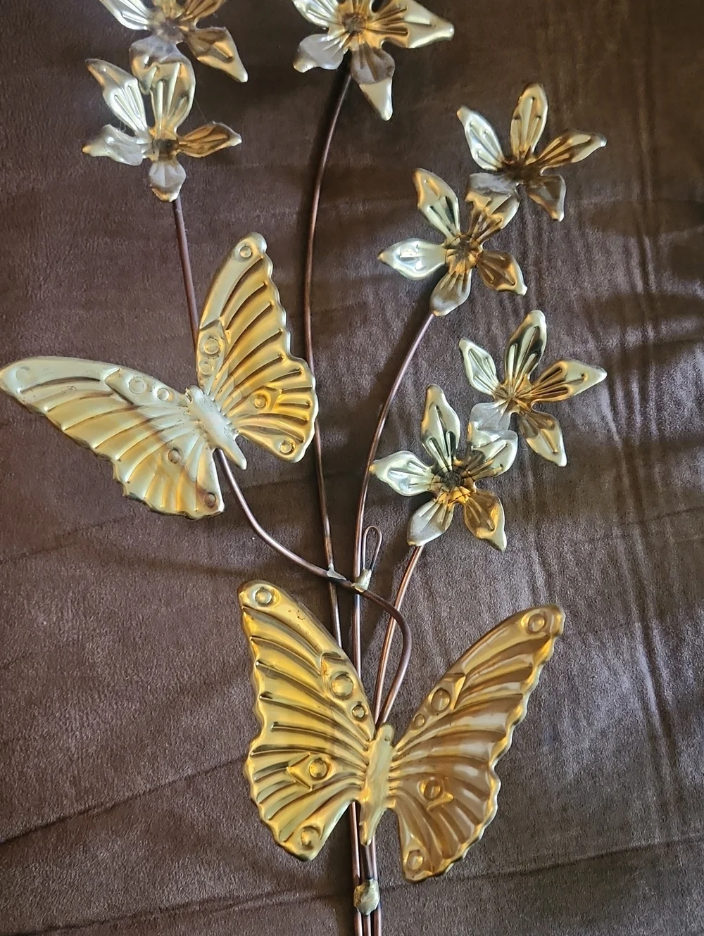 Home Interior Metal Floral Butterfly Home Decor Wall Hang Set of 2. Vintage